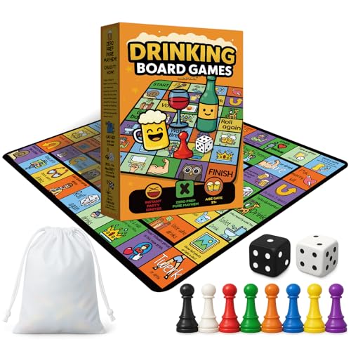 Funny Drinking Game for Adults – 21+ Party Board Game with Rubber Mat