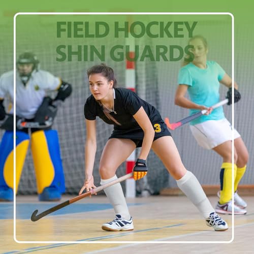 Unisex White Field Hockey Shin Guard Sleeves - 3 Pairs, Breathable & Durable