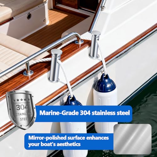 FUCNEN 304 Stainless Steel Boat Fender Holder - Adjustable Flush Mount Rod Insert, 15° Cleat for Pontoon/Yacht Docking (1 Pack Fender Pole Insert)