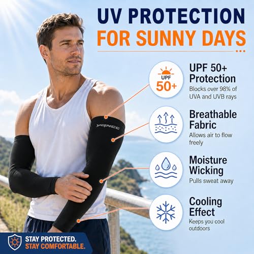 YQXCC Arm Sleeves UV Sun Protection Cooling Sport Compression for men