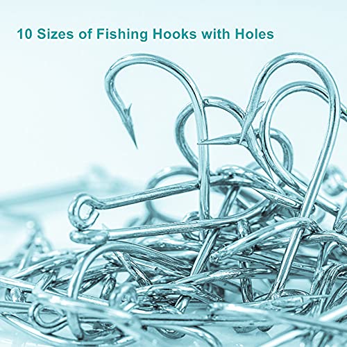 300PCS High-Carbon Steel Fishing Hooks Set - 10 Sizes with Eyelet