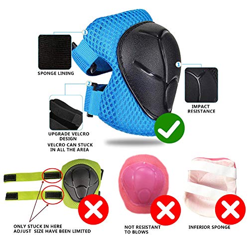 Toddler Knee Pads, Elbow Pads & Wrist Guards Set - Small Blue