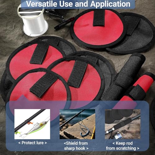 Fishing Lure Wraps - 10 Pcs Hook Protectors in Black & Red