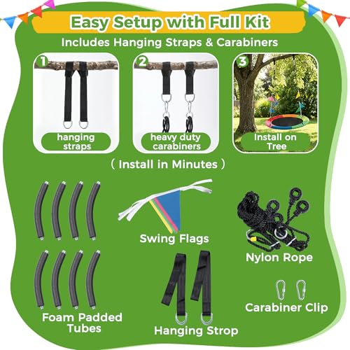 40 Inch Rainbow Saucer Tree Swing for Kids & Adults - Outdoor Fun