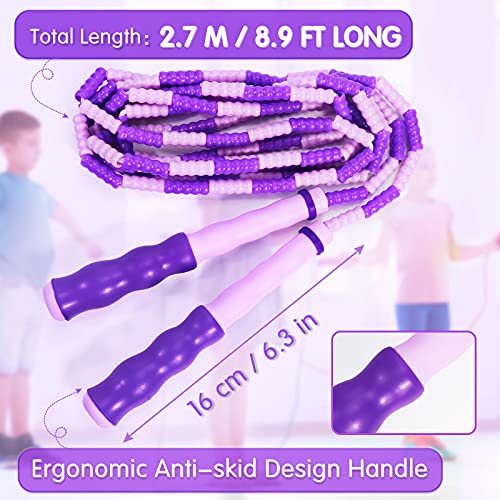 Adjustable Kids Jump Rope - Soft Beaded Tangle-Free - Blue & Purple