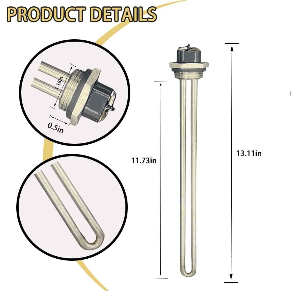 Upgraded AO Smith 100108283 4500W 240V Water Heater Element, For ECT 52/55/66/80/120,ECS 30/40/50,ECLN ELJN ECJN 40,ECL 30/50, E6 Electric Water Heaters, Replace 100108284 9000092015 9000092045