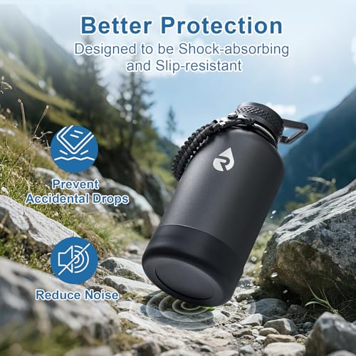 RAYMYLO 2PCS Silicone Water Bottle Boot for 64/87 oz Stainless Steel Insulated Bottles - Black