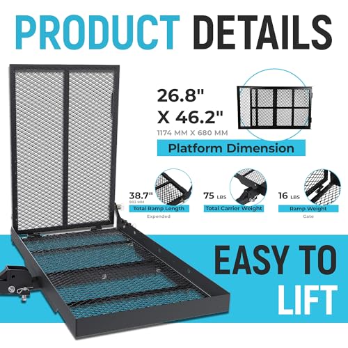 Hitch Cargo Carrier with Ramp - 500 Lbs Capacity, Foldable Design