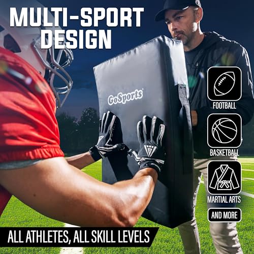 GoSports Premium Blocking Pad 24x16 PRO – Multisport Tackle Pad with 5in Foam, 2 Extra Handles, Black