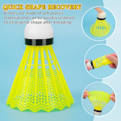 12 Pcs Badminton Shuttlecocks - Yellow Indoor & Outdoor Training