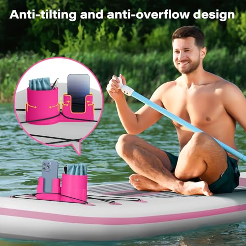 2-in-1 Paddleboard Cup Holder - Pink | Stable Drink & Phone Holder