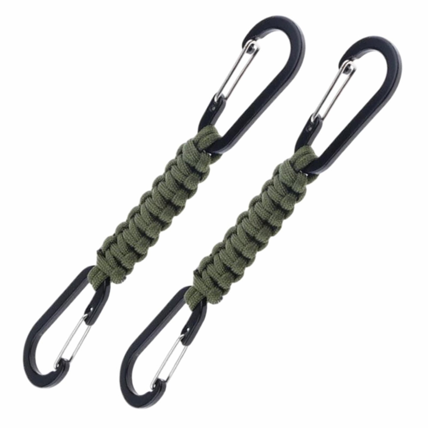 Paracord Keychain Carabiner with Double Hooks Hanger Stroller Hook for Water Bottle, Key, Backpacks, Men, Women(ArmyGreen)
