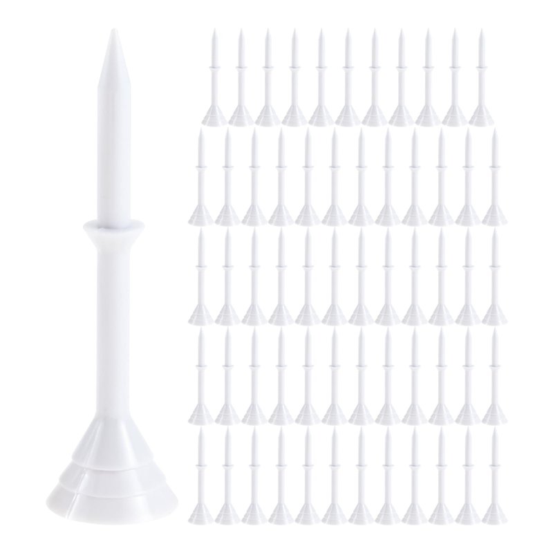 MUXSAM 83mm Golf Tees, 60Pcs Plastic Golf Tees, 3 1/4 Inch Long Unbreakable Golf Tees, Durable Stable Golf Tees for Practice Golf Lover, White