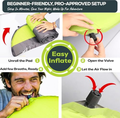 Gear Doctors Oxylus Self-Inflating Camping Sleeping Pad 4 Seasons, R-Value 4.3, Regular