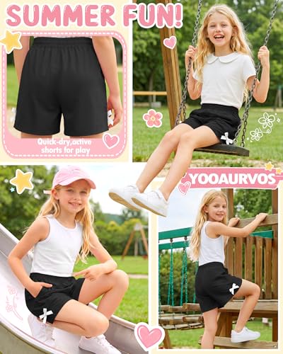 Girls Quick Dry Athletic Swim Shorts - 13-14 Years, Black