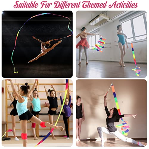 2-Piece Rainbow Rhythmic Gymnastics Ribbon Wands - 78-Inch Dance Streamers