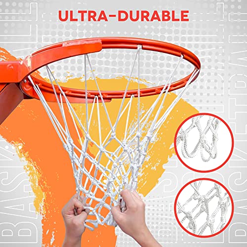 Professional-Grade Basketball Nets - Super Strength, 2 Pack, Red, White & Blue