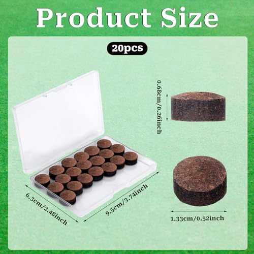 20pcs Billiard Cue Tips Replacement with Storage Box - Brown