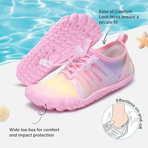 Stelle Kids Rainbow Water Shoes - TPU Side Support Barefoot, 13 Little Kid