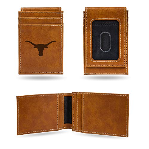 Texas Longhorns Laser Engraved Front Pocket Wallet - Brown