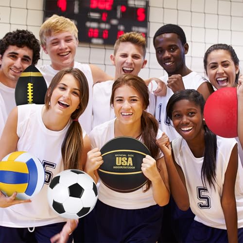 Libima 6 Pcs Sport Ball Set – Mixed Official Sizes for Teen & Adults, Includes Pump & Bag