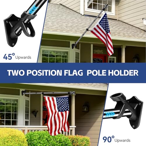 American Flag with Pole Kit 3x5 ft – 5ft Heavy-Duty Stainless/Aluminum Flagpole, No-Tangle Bracket
