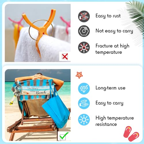 Beach Towel Clips - 2 Pack Elastic Chair Bands - Light Blue & White
