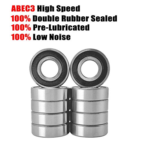 608-2RS Bearing 10-Pack - Rubber Sealed Steel 8x22x7mm