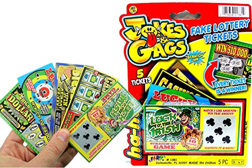 Fake Lottery Tickets Prank - 5 Assorted Scratch Off Cards