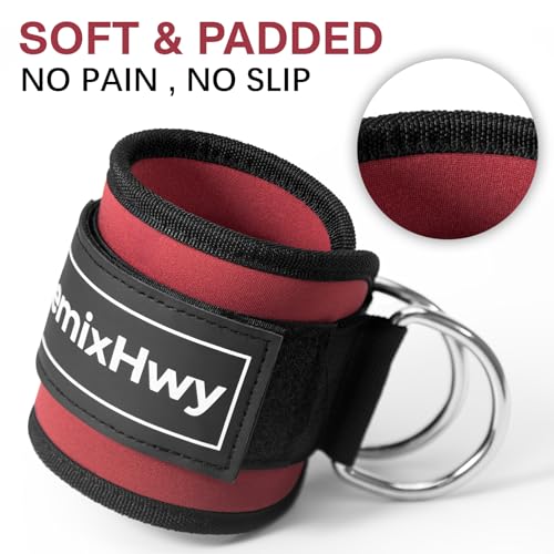 Premium Neoprene Ankle Straps for Cable Machine - Red