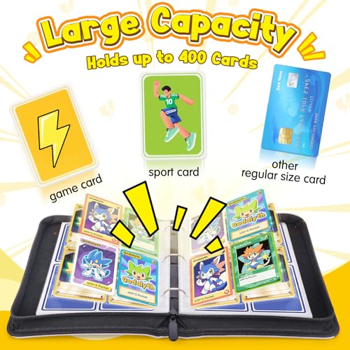 Card Binder with 4 Pockets, 400-Card Capacity, Waterproof PU Cover