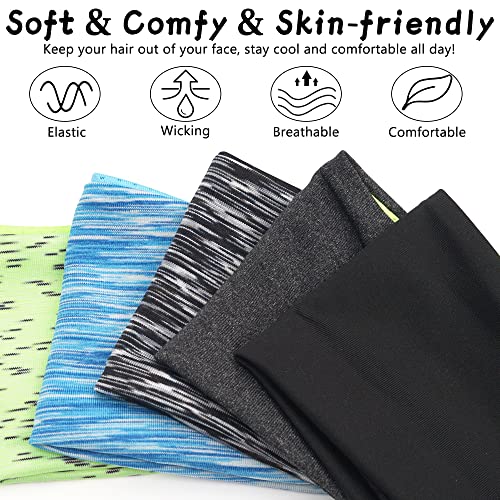 5 Pack Sports Headbands for Men - Breathable Mesh Design, Reusable