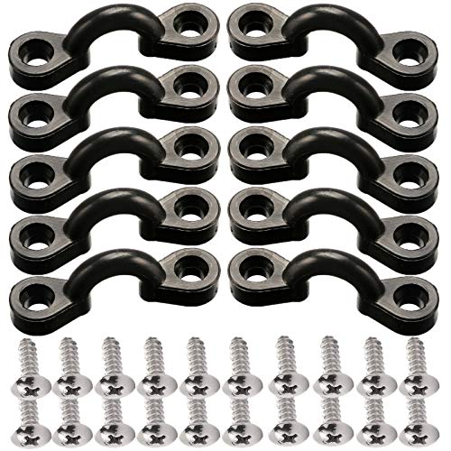 Nylon Bungee Deck Loops Kit - 10PCS Pad Eye with 20 Screws - Black