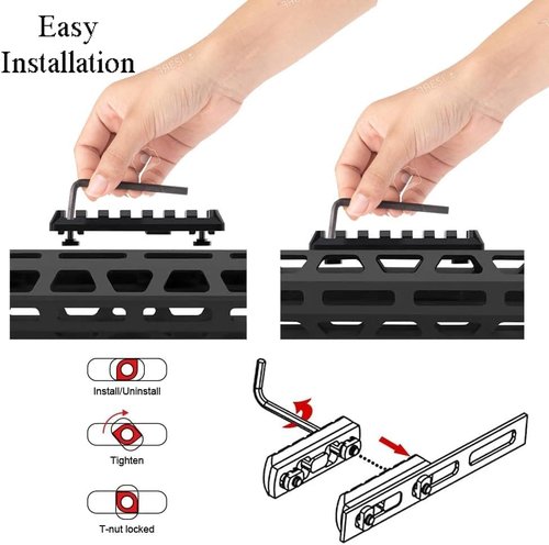 Gotical Multi Slots Mlok to Picatinny Rail Adapter 3 Slot Picatinny Rail Section Three Slots for MLok Handguard 2 Pieces (Pack of 2)