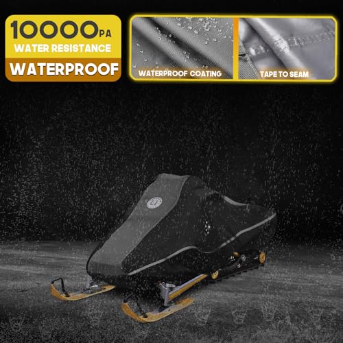 Waterproof Snowmobile Cover - 106"-115" Gray, Heavy Duty 600D Oxford Fabric