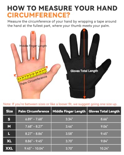 Tactical Motorcycle Gloves with Knuckle Protection - Black/Large