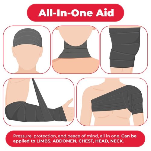EverOne 4" Israeli Emergency High Strength Compression Bandage, Trauma Wound Dressing, Hemostatic Control Bandage, 3 Pack