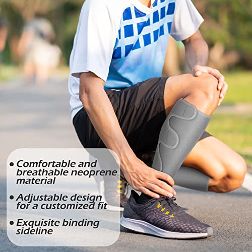 Chivao Adjustable Calf Support Sleeves for Shin Splint Pain Relief - Gray & Black, 2 Pairs