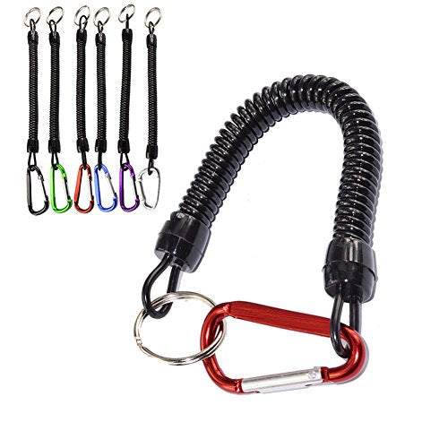 Retractable Coil Keychain Holder with Carabiner - Pack of 6