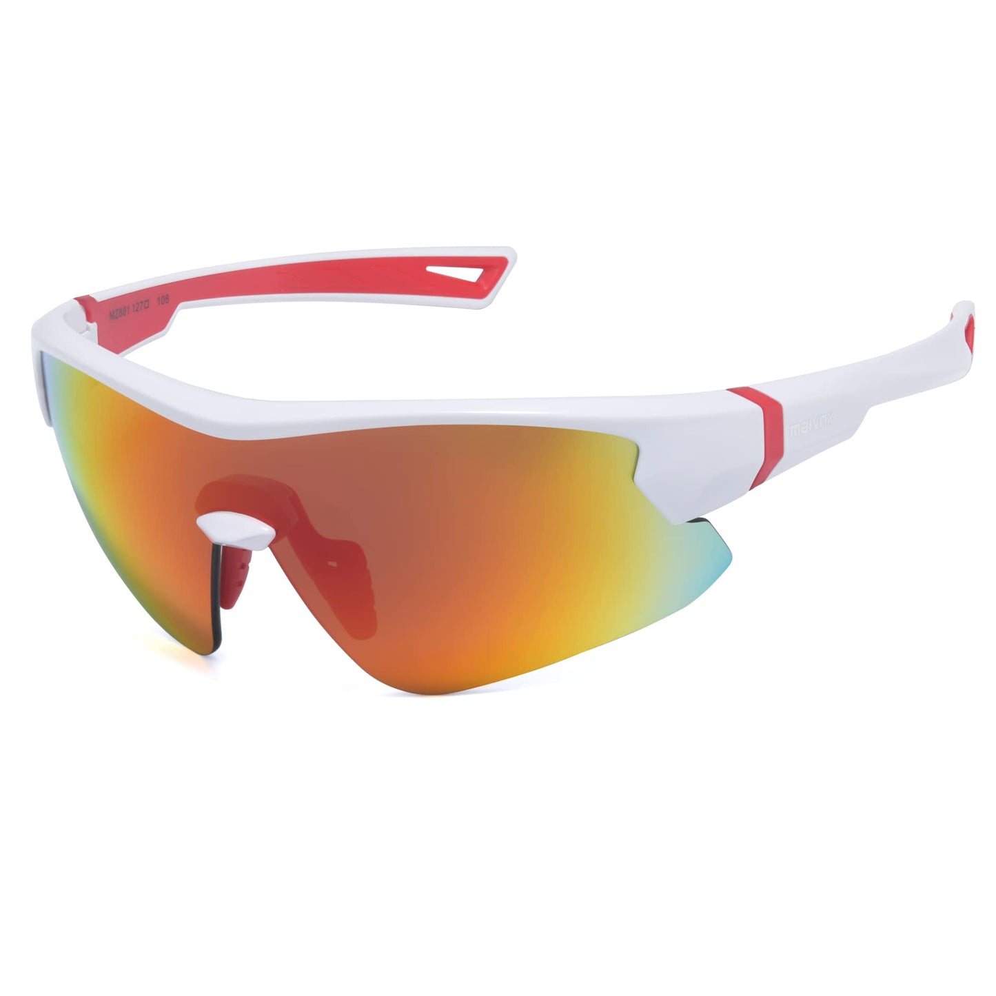 maivnz Kids Baseball Sunglasses, Boys Girls 6-10, White/Red Mirror