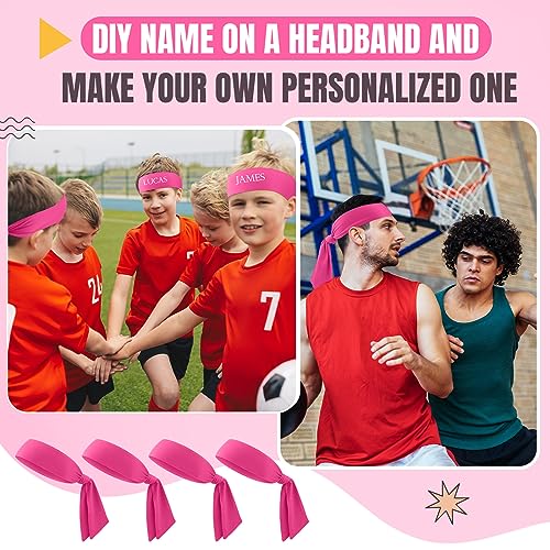 Hiboom Rose Red 18-Pack Sports Tie Headbands for Men & Women