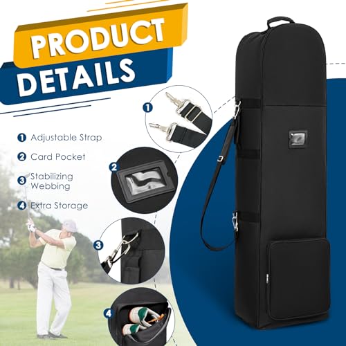 Golf Travel Bag with Wheels - Heavy Duty Oxford Fabric - Black