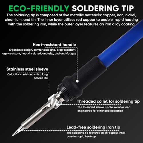 ?Larlarsa DS936 Soldering Station - Digital Soldering Station Kit, 60W Soldering Iron (356¡ÆF-896¡ÆF) with 5 Extra Lead free Tips, Lead-Free Solder Wire, Sleep Mode, ESD Safe, Auto Calibration