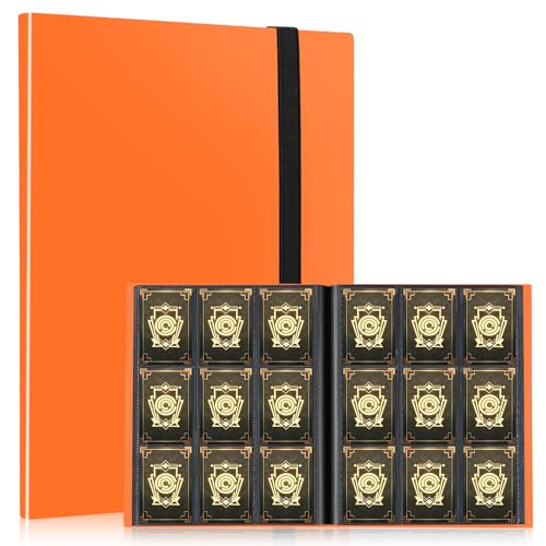 EDUDIIU Orange Card Binder with 9 Pockets - Premium Trading Card Album for Sports & Collectibles
