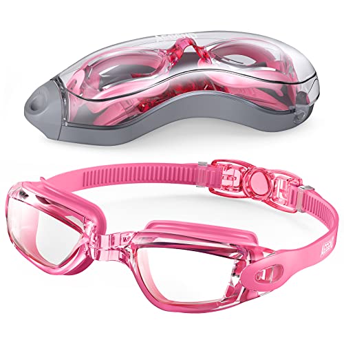Swim Goggles for Adults & Youth - No Leak Full Protection - Rose Red
