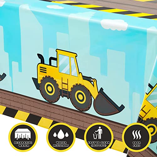 Construction Theme Tablecloth - 108" x 54" Dump Truck Party Cover - 1 Pack