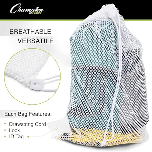 Heavy-Duty Nylon Mesh Equipment Bag - Columbia Blue, 12" x 18"