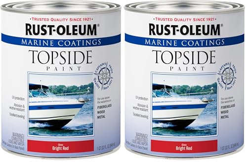 Rust-Oleum Marine Topside Paint Bright Red 32 Fl Oz (Pack of 2) - Durable Above-Water Coatings