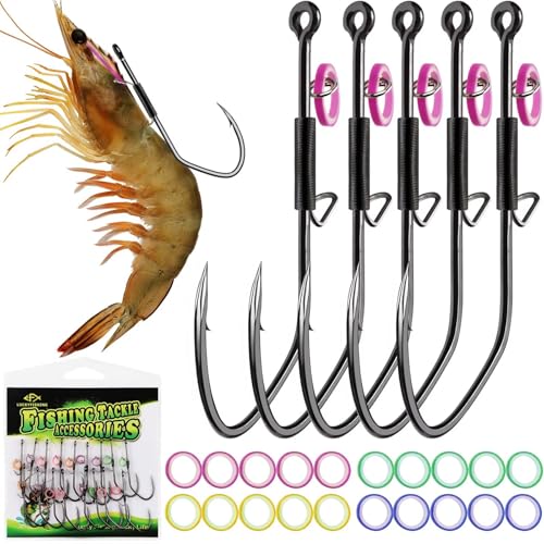 LUCKYFISHING 20pcs Live Shrimp Hooks Saltwater & Freshwater V-Shape Fishing Hooks 2/0