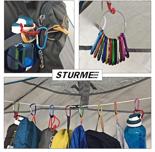 2" Aluminum D Ring Carabiner Clips - Assorted Colors - 24 PCS